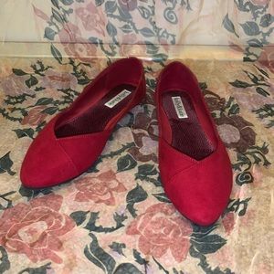 RED SUEDE KELLY AND KATIE FLATS